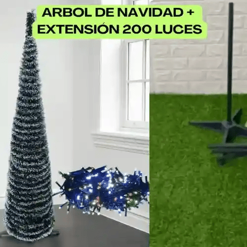🎄ARBOL DE NAVIDAD PLEGABLE + 💡EXTENSION 200 LUCES - ENVIO GRATIS🚚